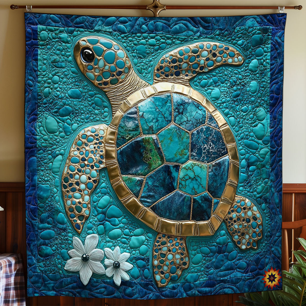 Blue Ocean Turtle WY2311035CL Quilt