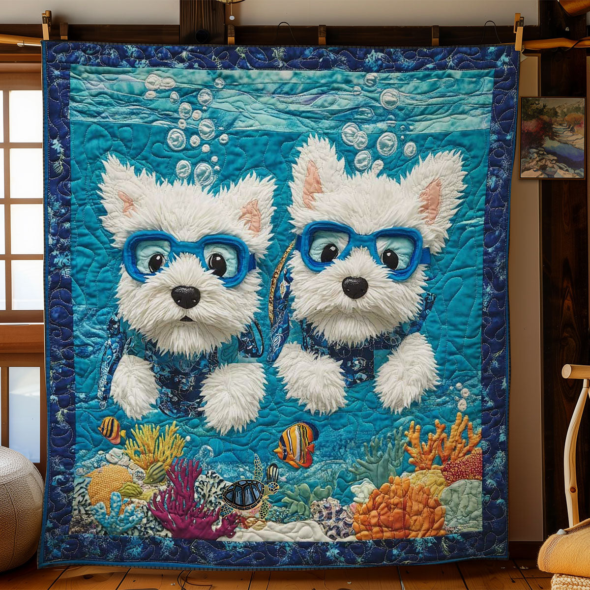 Scuba Westie Fun WN0811057CL Quilt