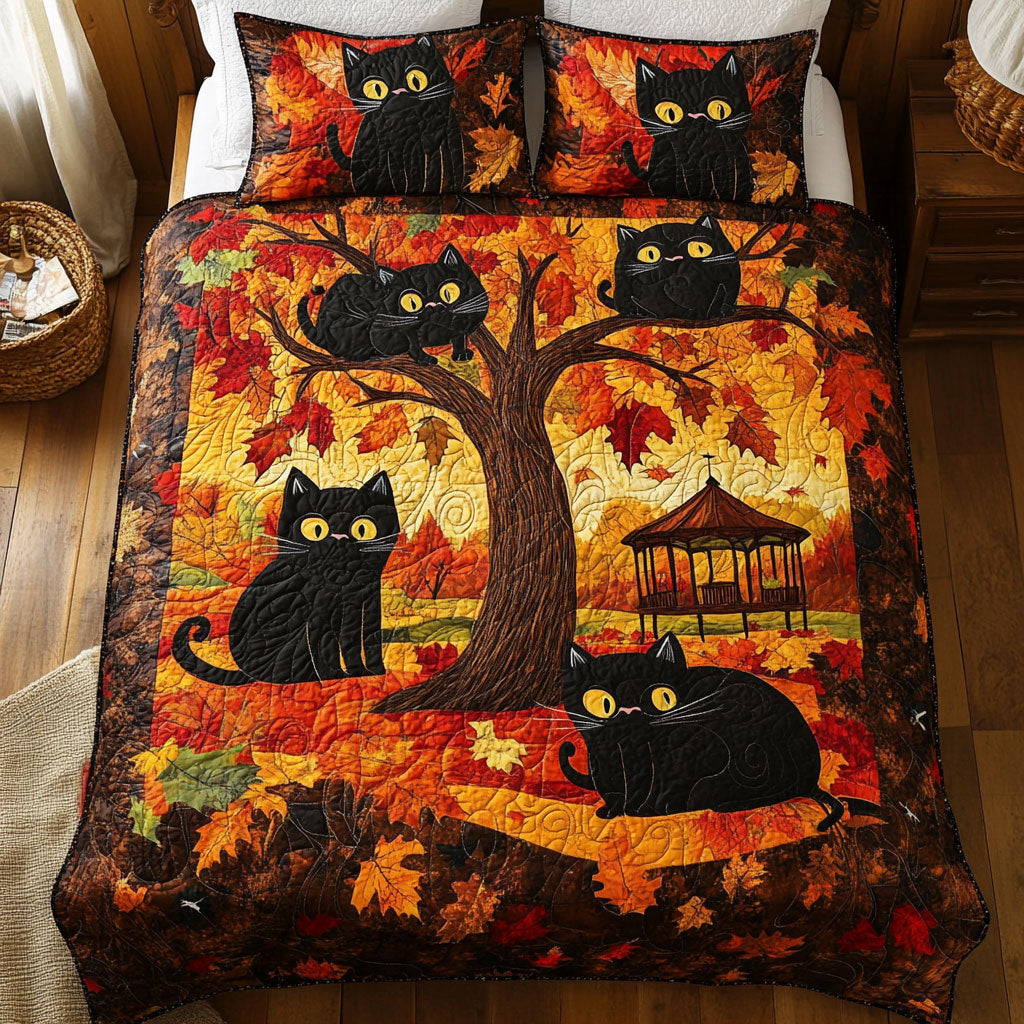 Cats In Autumn Tree WY0802018CL Duvet Cover Set