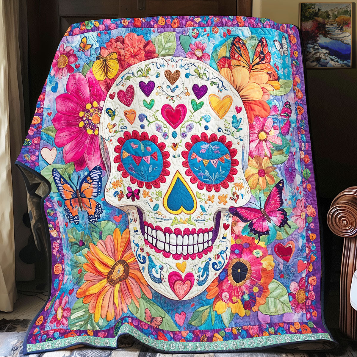 Colorful Skull WX1612014CL Quilt