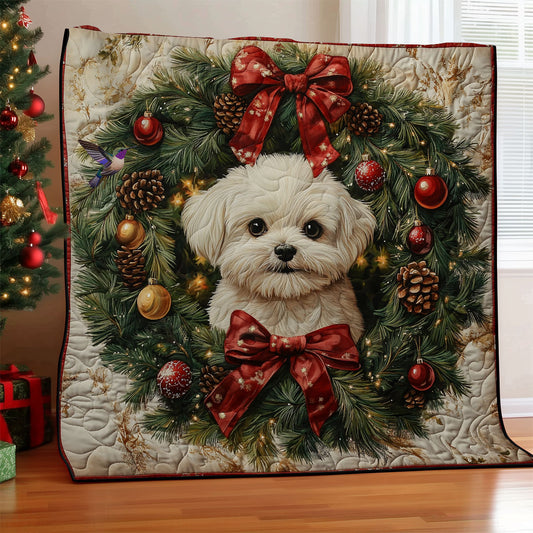 Christmas Wreath Dog WY2011043CL Quilt