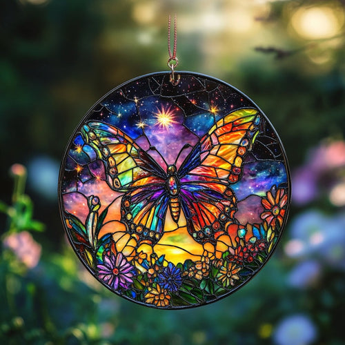 Butterfly Starry Night WU0711089CL Stained Glass Suncatcher