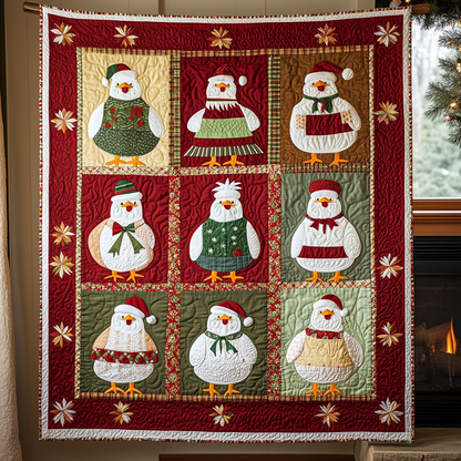 Merry Christmas Chickens XR2709014CL Quilt