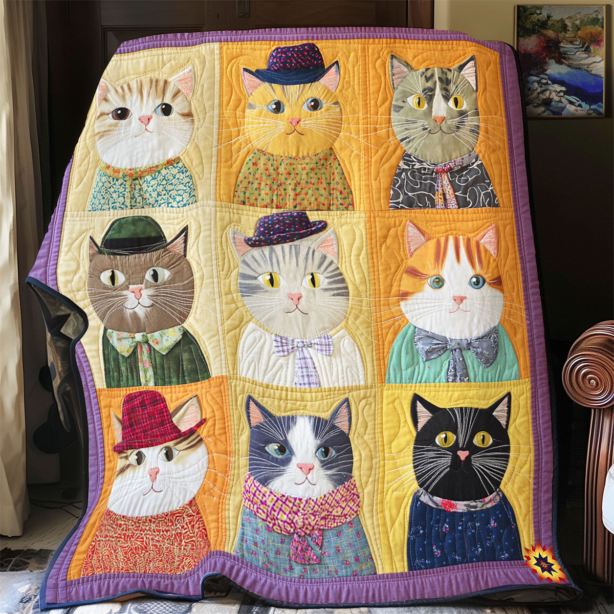 Funny Portrait Cat WY1411011CL Quilt