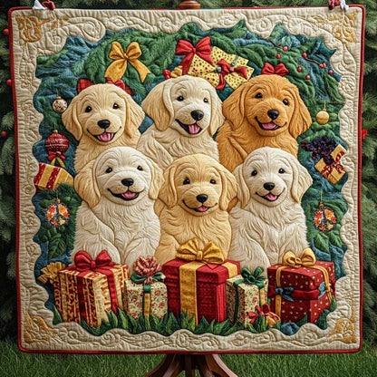 Golden Puppies Christmas Gift WP1110022CL Quilt