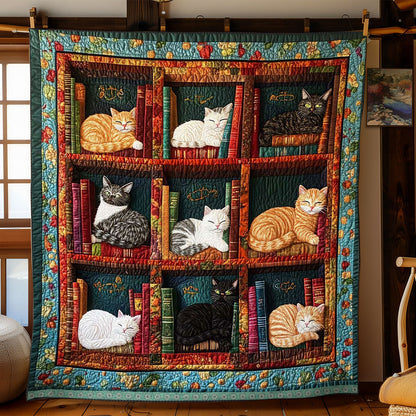 Sleeping Cats On The Bookshelves WJ2609018CL Quilt