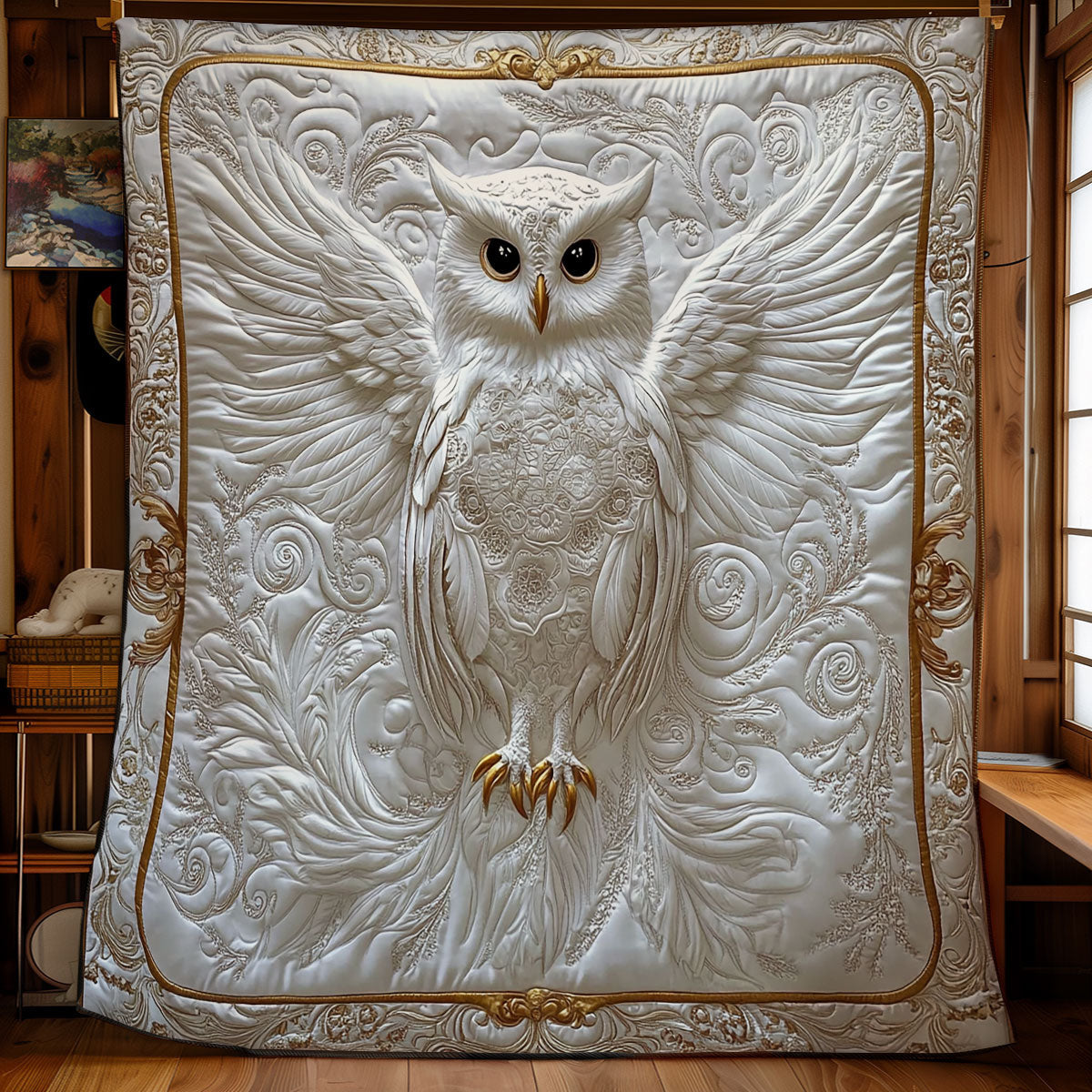 Elegant White Owl Portrait WY0301038CL Quilt