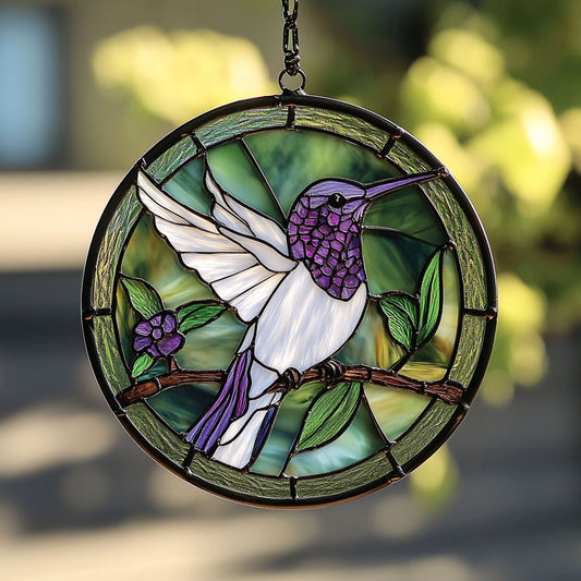 Pretty Hummingbird WX0801094CL Stained Glass Suncatcher