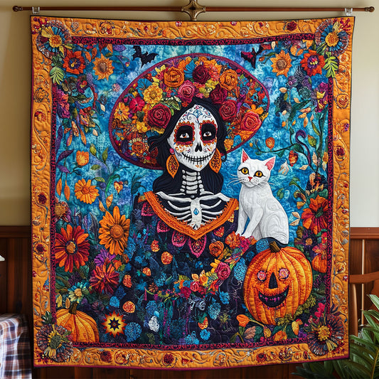 Skeleton And Cat WY1712023CL Quilt