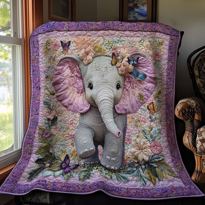 Purple Flower Elephant WY0911034CL Quilt