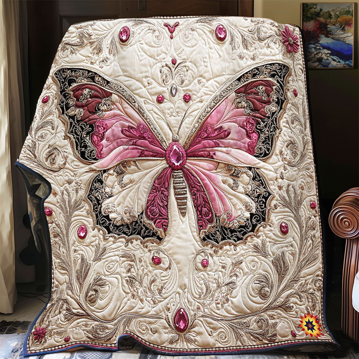 Black Pink Butterfly WY0912001CL Quilt