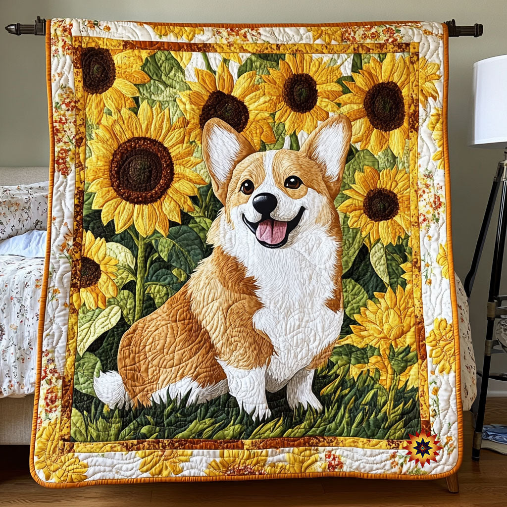 Sunflower Corgi WY1911038CL Quilt