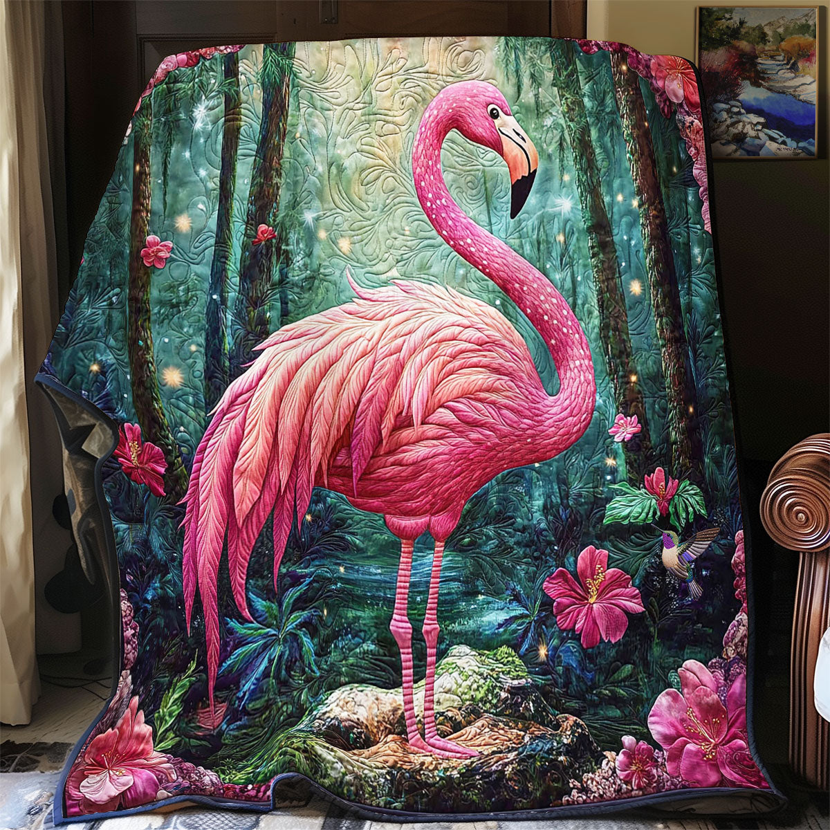 Flower Pink Flamingo WY2811012CL Quilt