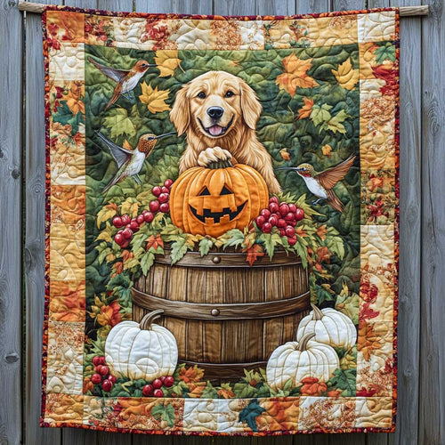 Golden Retriever Pumpkin Snaps WN2709094CL Quilt