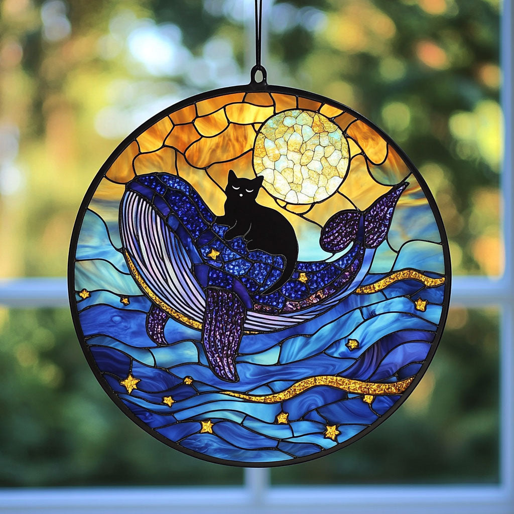Whale And Black Cat WY1401019CL Suncatcher