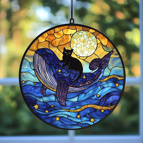 Whale And Black Cat WY1401019CL Suncatcher
