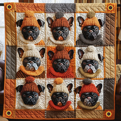 Autumn French Bulldogs WG1810011CL Quilt