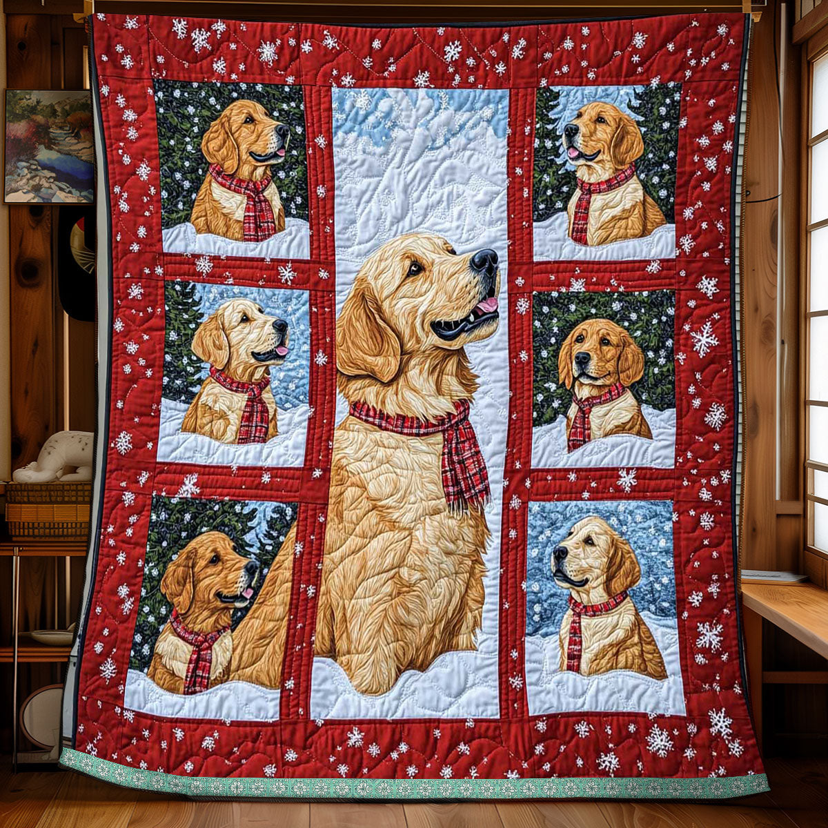 Snowfall Golden Retriever WP1709001CL Quilt