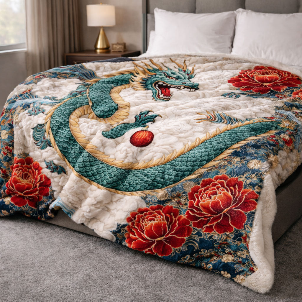 Mystic Dragon Peony CW1901002CL Faux Fur Throw Blanket