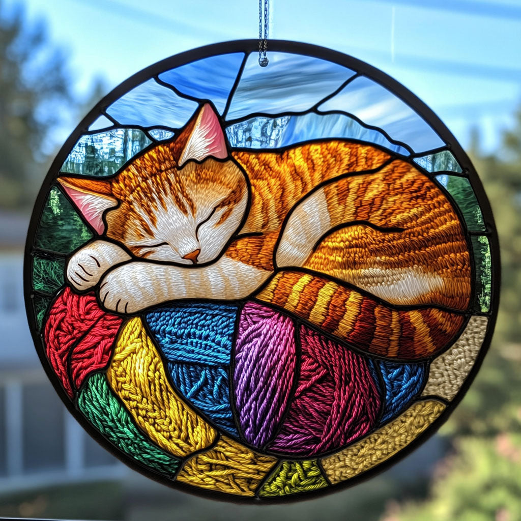 Cat WU0210013CL Stained Glass Suncatcher