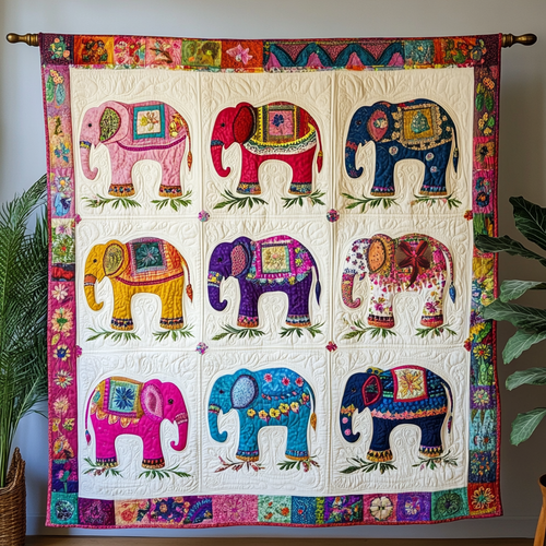 Colorful Elephant WG2702028CL Quilt