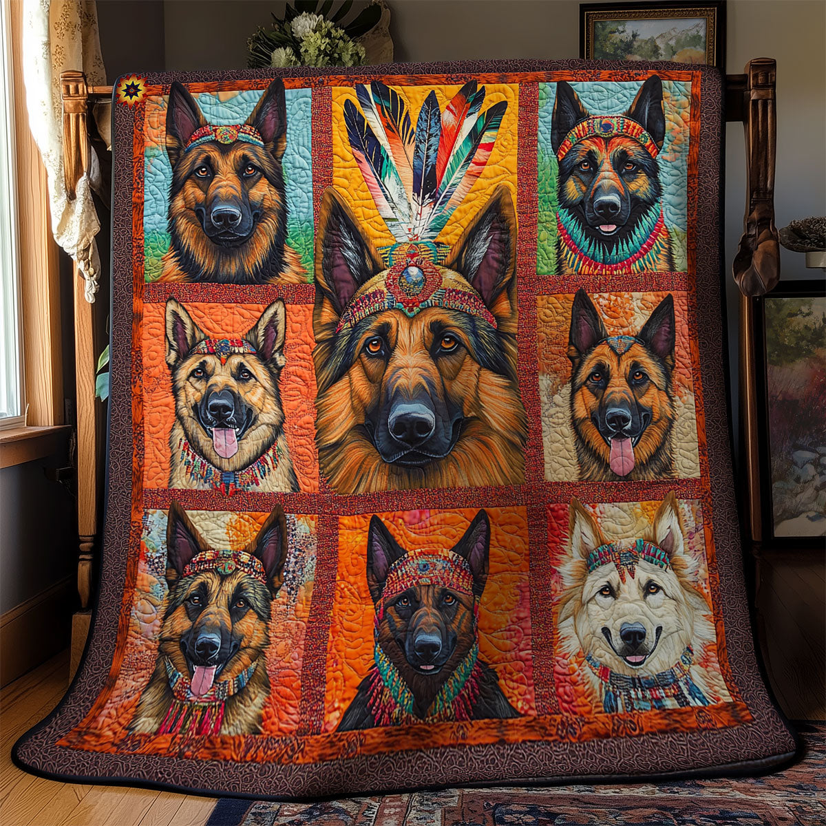 Native American German Shepherd WY1411035CL Quilt