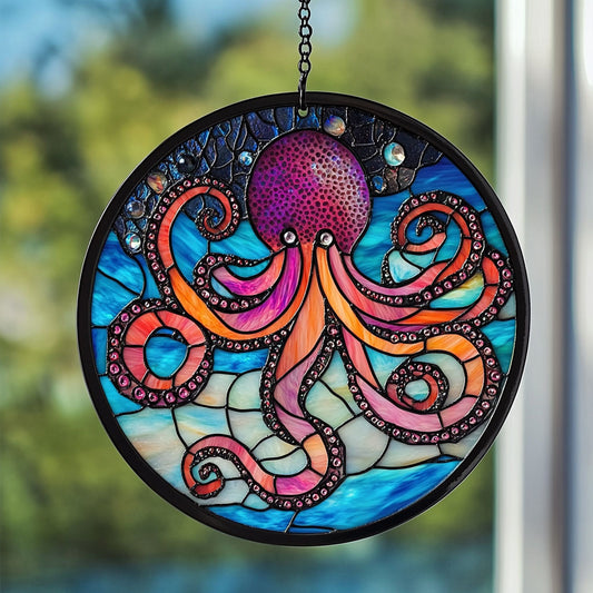 Purple Octopus WY2202204CL Suncatcher