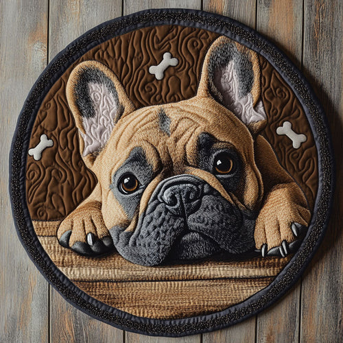 Waiting Bulldog CP1904143CL Quilted Round Mat