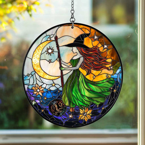 Majestic Witch WJ0410044CL Stained Glass Suncatcher