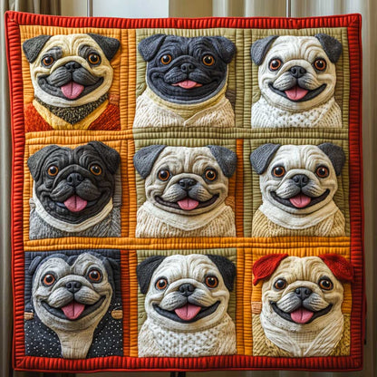 Happy Pug Sunday WP1009030CL Quilt