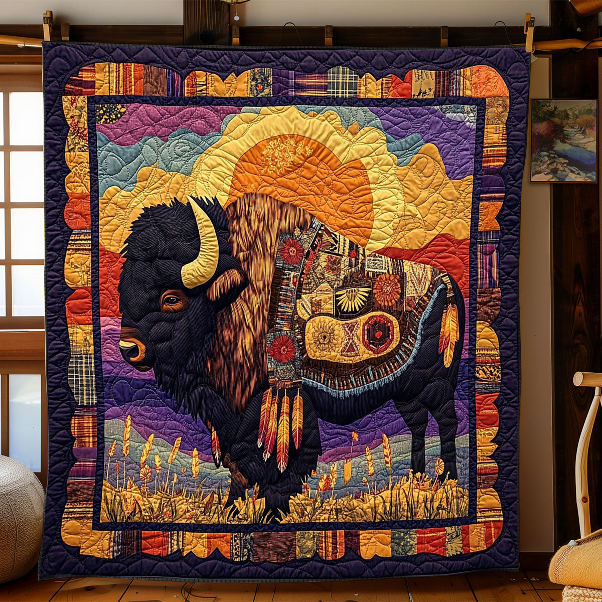 Bison Native American WJ2712002CL Quilt