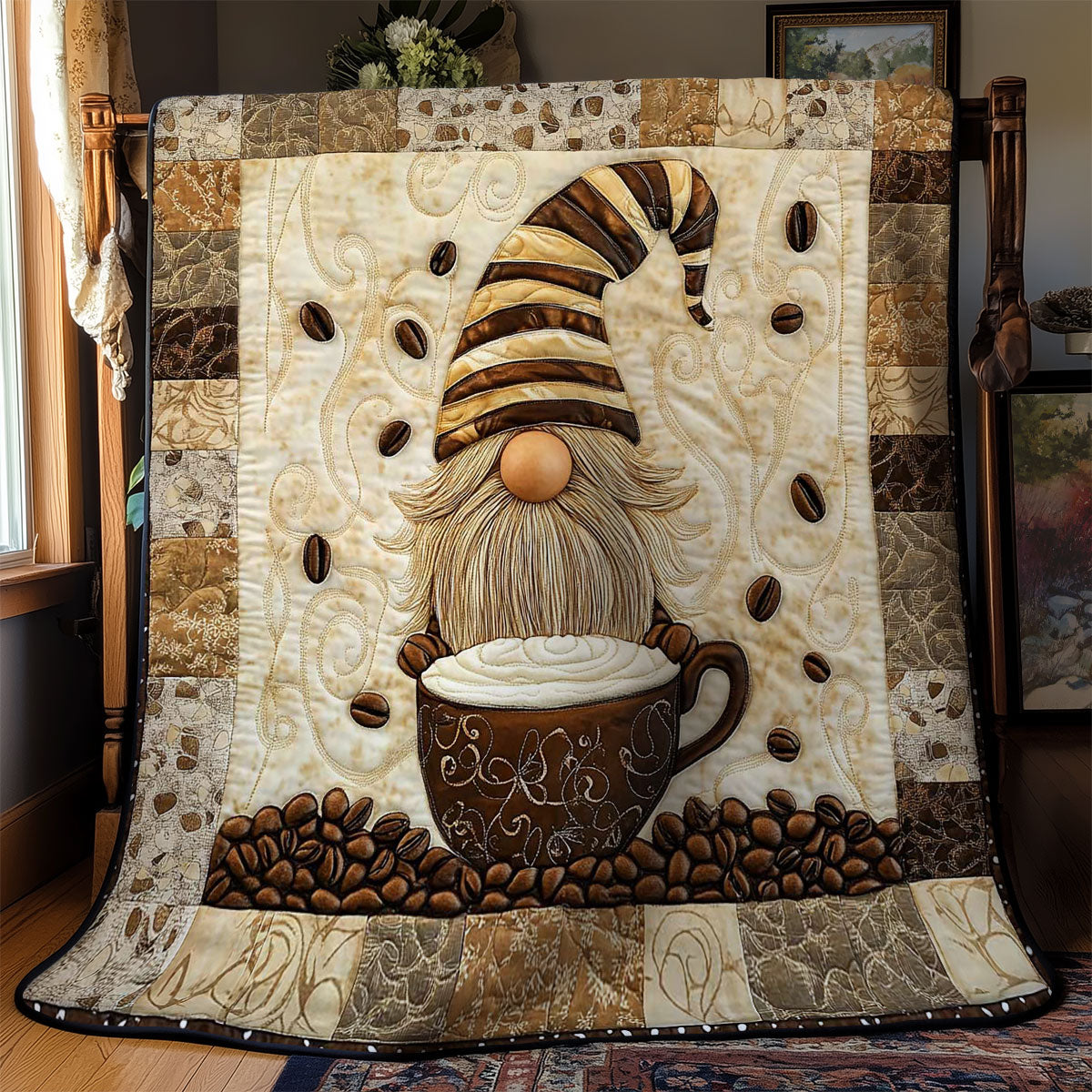 Cozy Coffee Gnome WN2512054CL Quilt