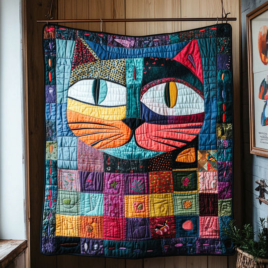 Colorful Abstract Cat WY1610007CL Quilt