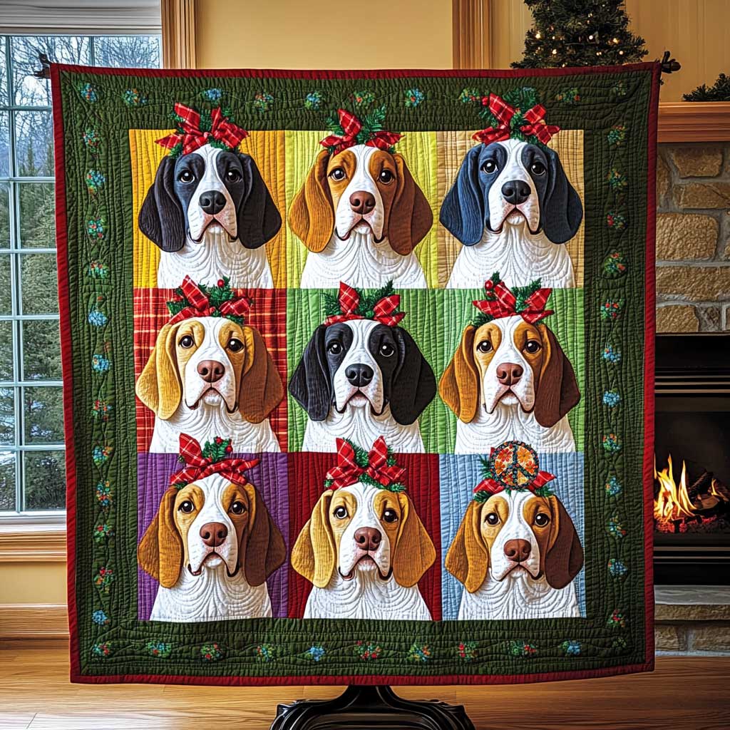 Red Tie Bow Basset Hound WP0810040CL Quilt