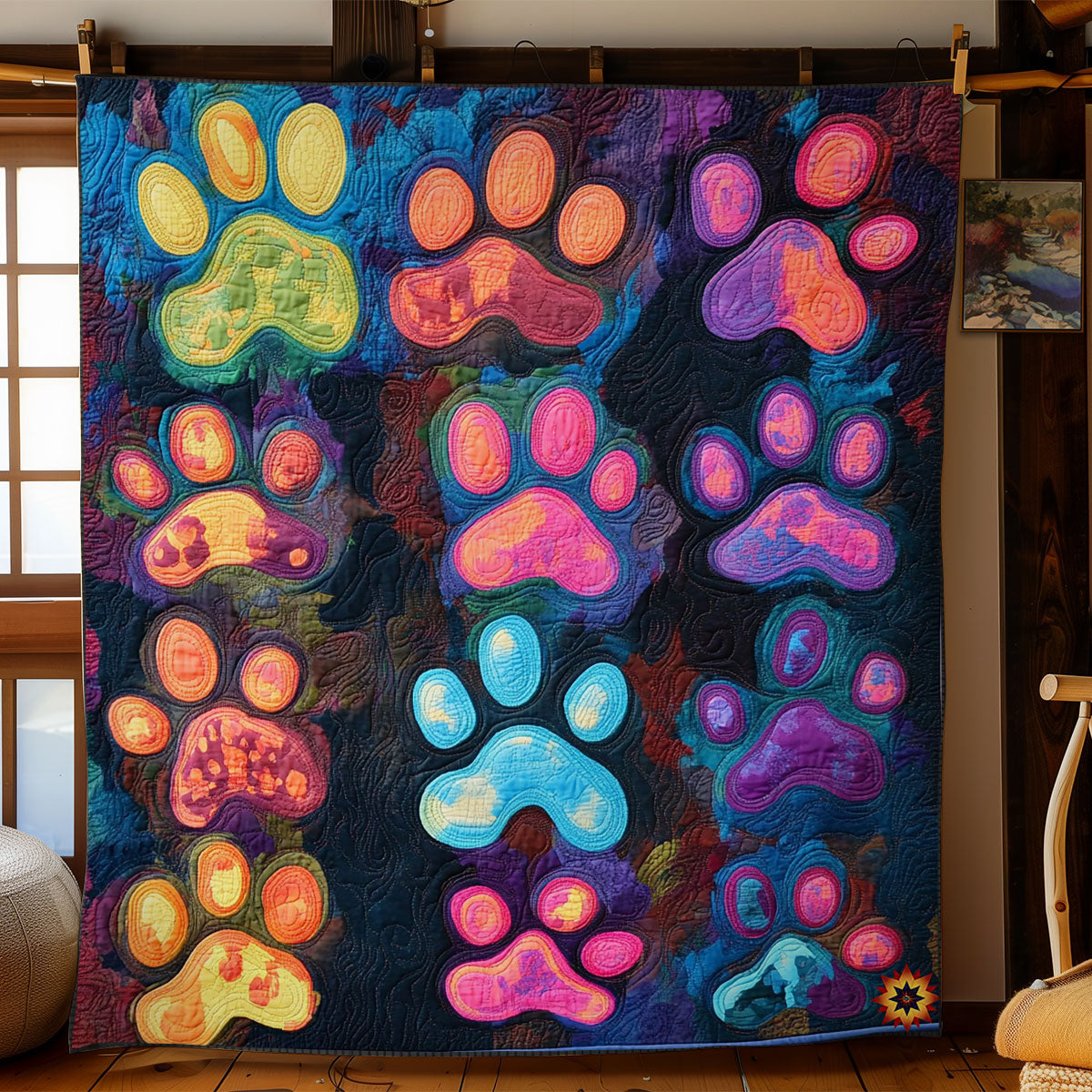 Rainbow Footprint Of DOg WY0111023CL Quilt