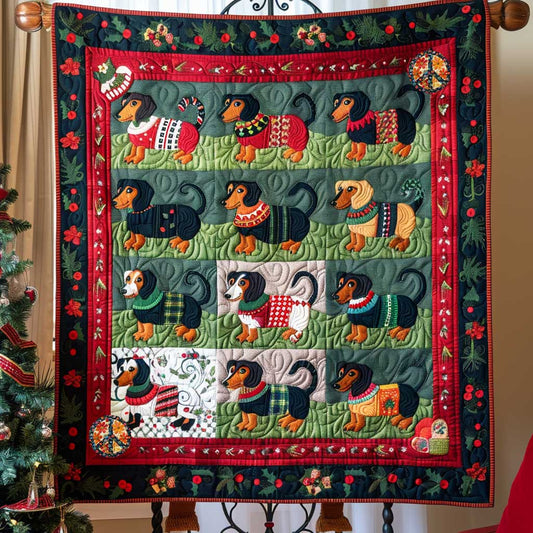 Dachshund Christmas Celebrating WP1210024CL Quilt