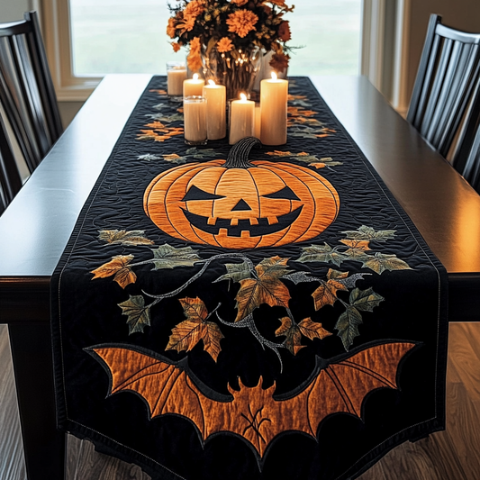 Bat And Halloween Pumpkin XR1209010CL Quilted Table Runner