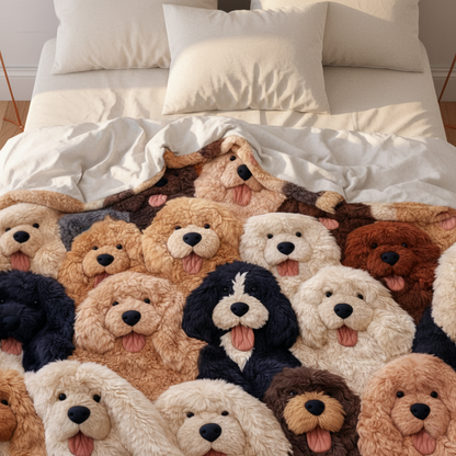 Doodle Puppies WJ2101002CL Faux Fur Throw Blanket