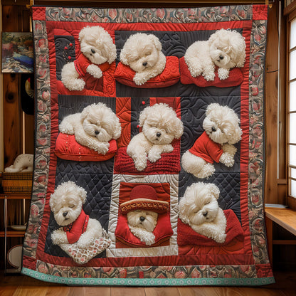Bichon Frise Sleeping WN1209072CL Quilt