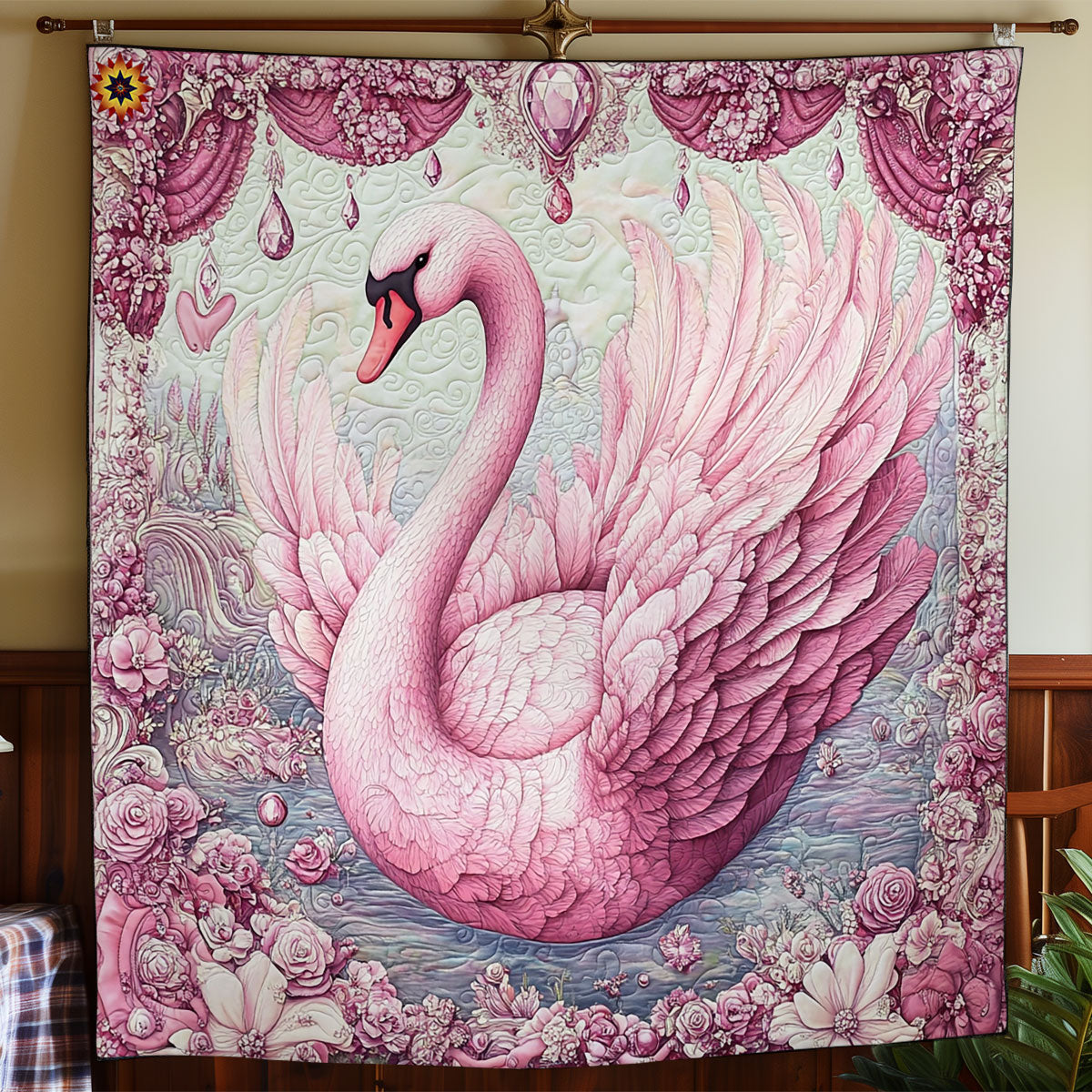 Pink Swan WY1411036CL Quilt