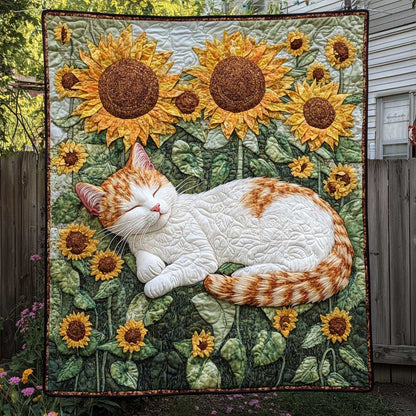 Sunflower Cat Sleeping WP1909005CL Quilt