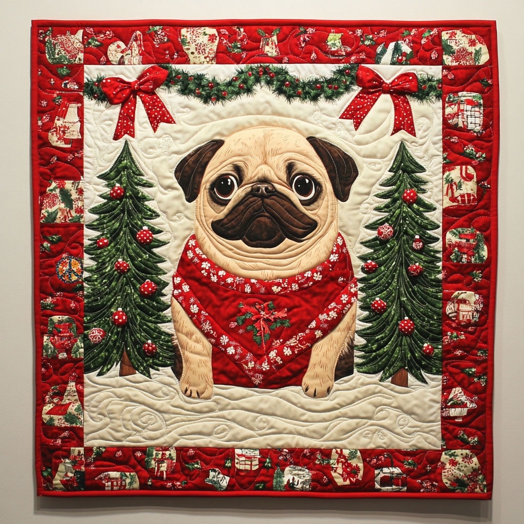 Christmas Pug WJ0111002CL Quilt