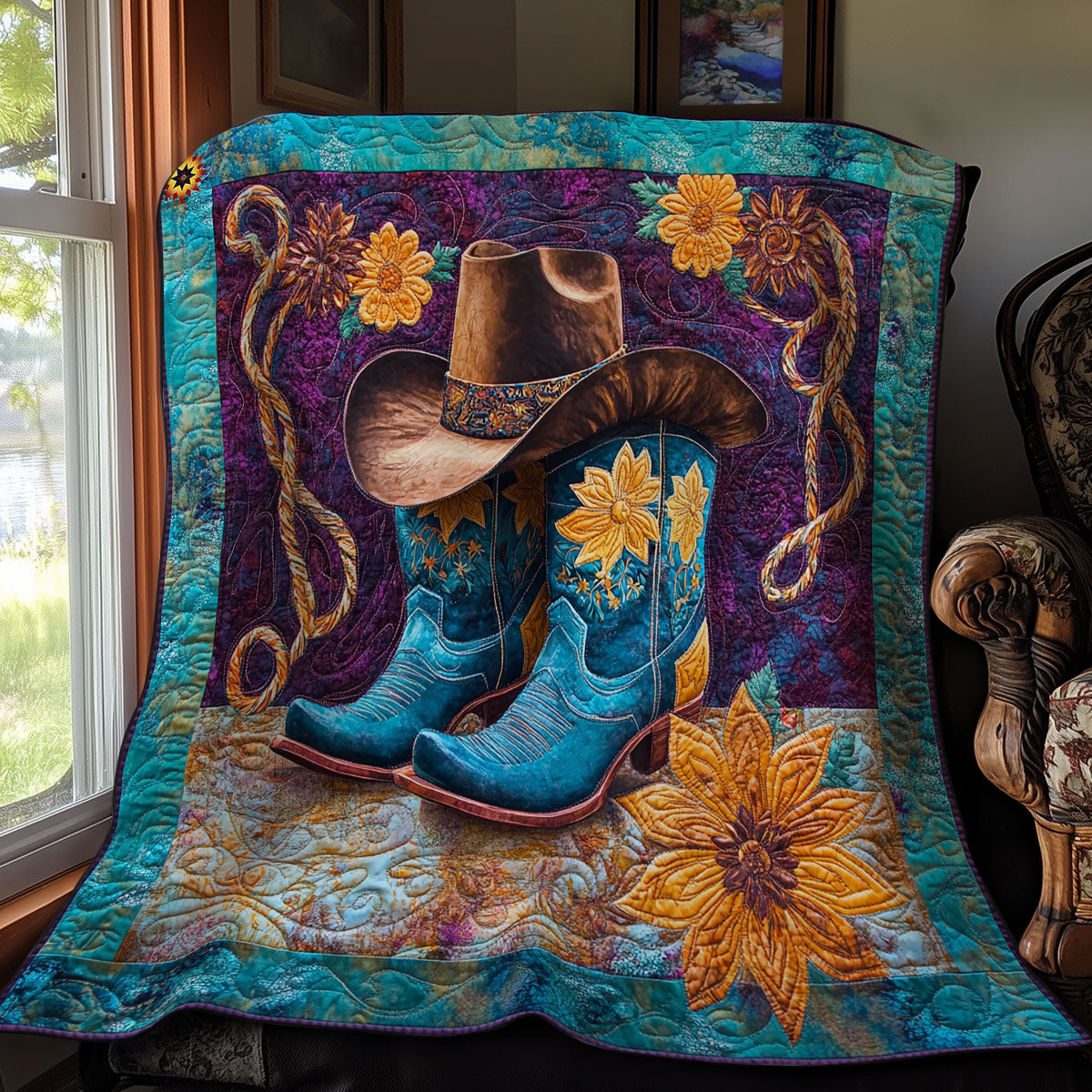 Sunflower Cowboy Boots WY1211026CL  Quilt