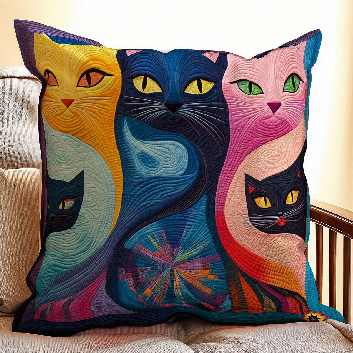 Abtract Cat WY1211051CL Quilt Pillow Case