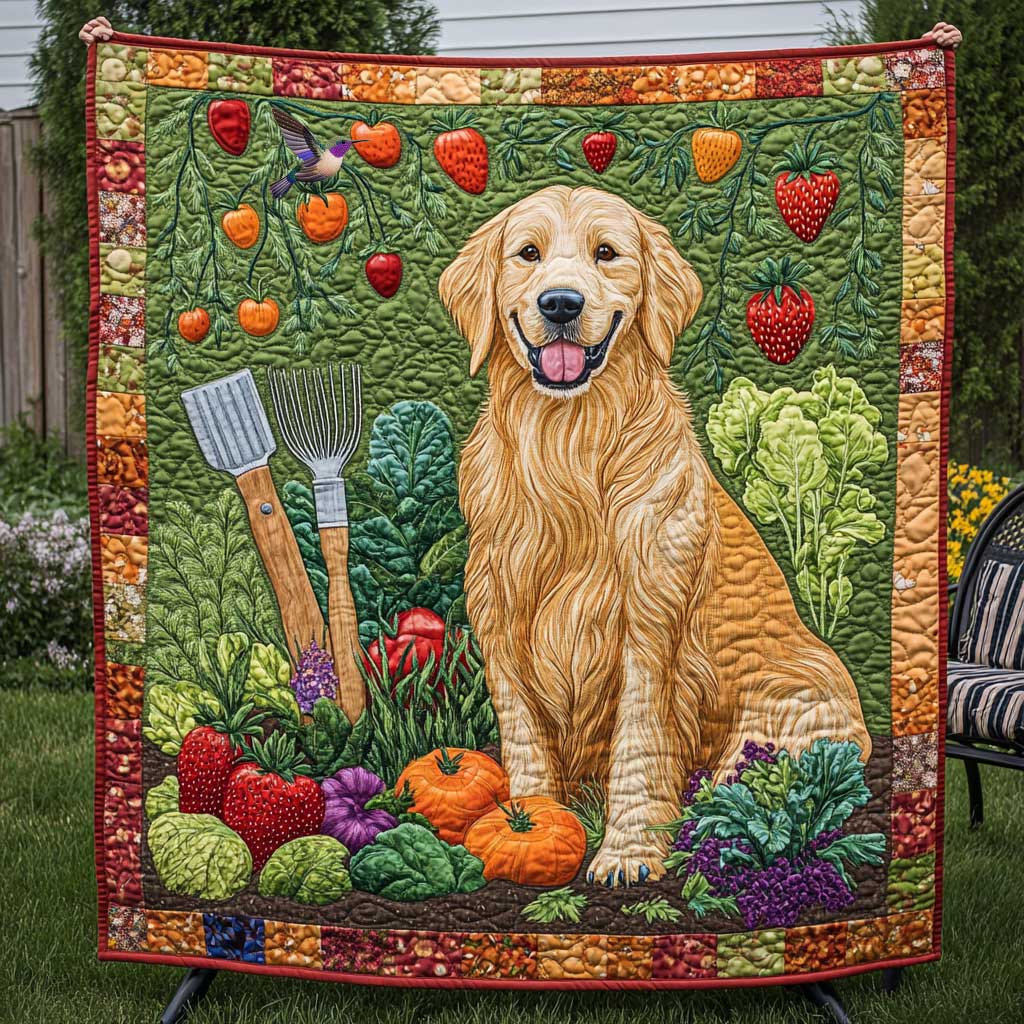 Golden Retriever's Garden Feast WN0810057CL Quilt