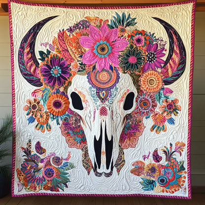 Flower Cow Skull WY2312027CL Quilt