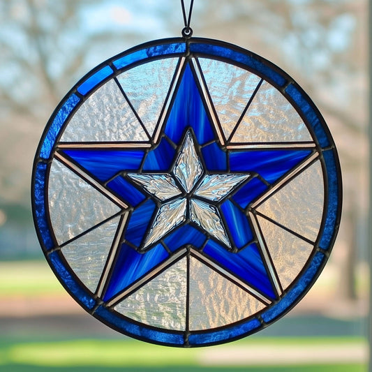 Blue Star WJ1710037CL Stained Glass Suncatcher