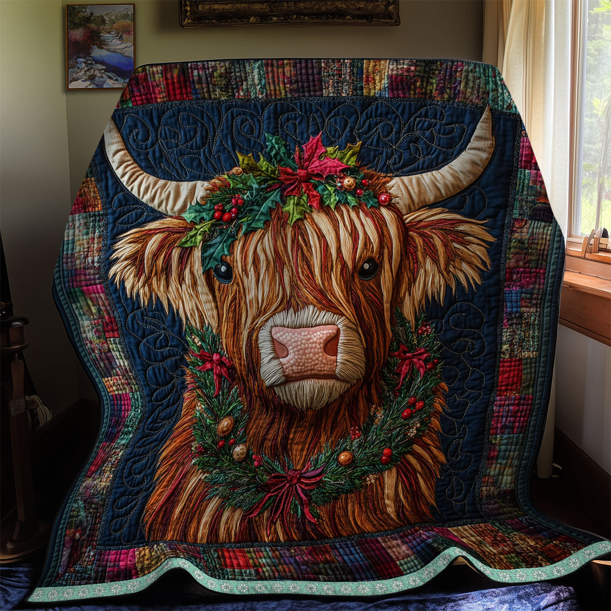 Highland Cow Blue WX2511019CL Quilt