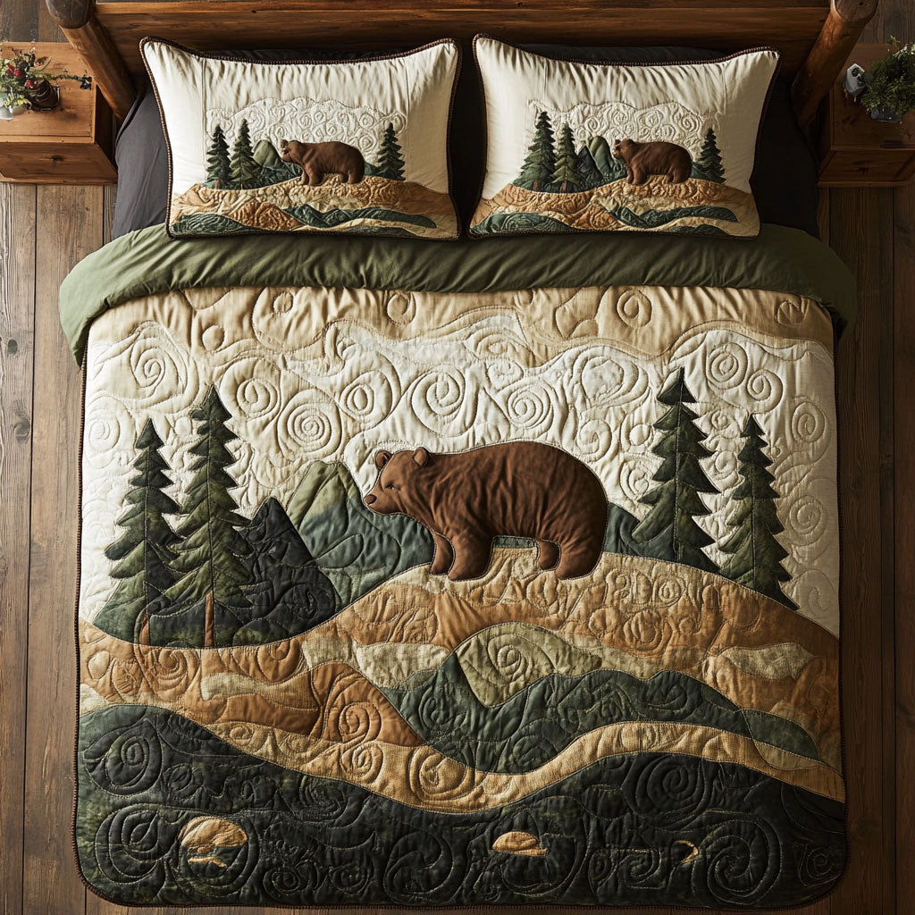 Brown Bear In Forest WY1102174CL Duvet Cover Set