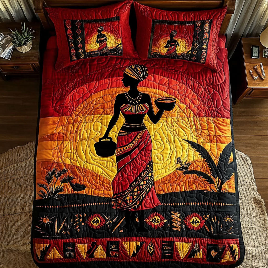 Black Women In Sunset WY2001052CL Duvet Cover Set